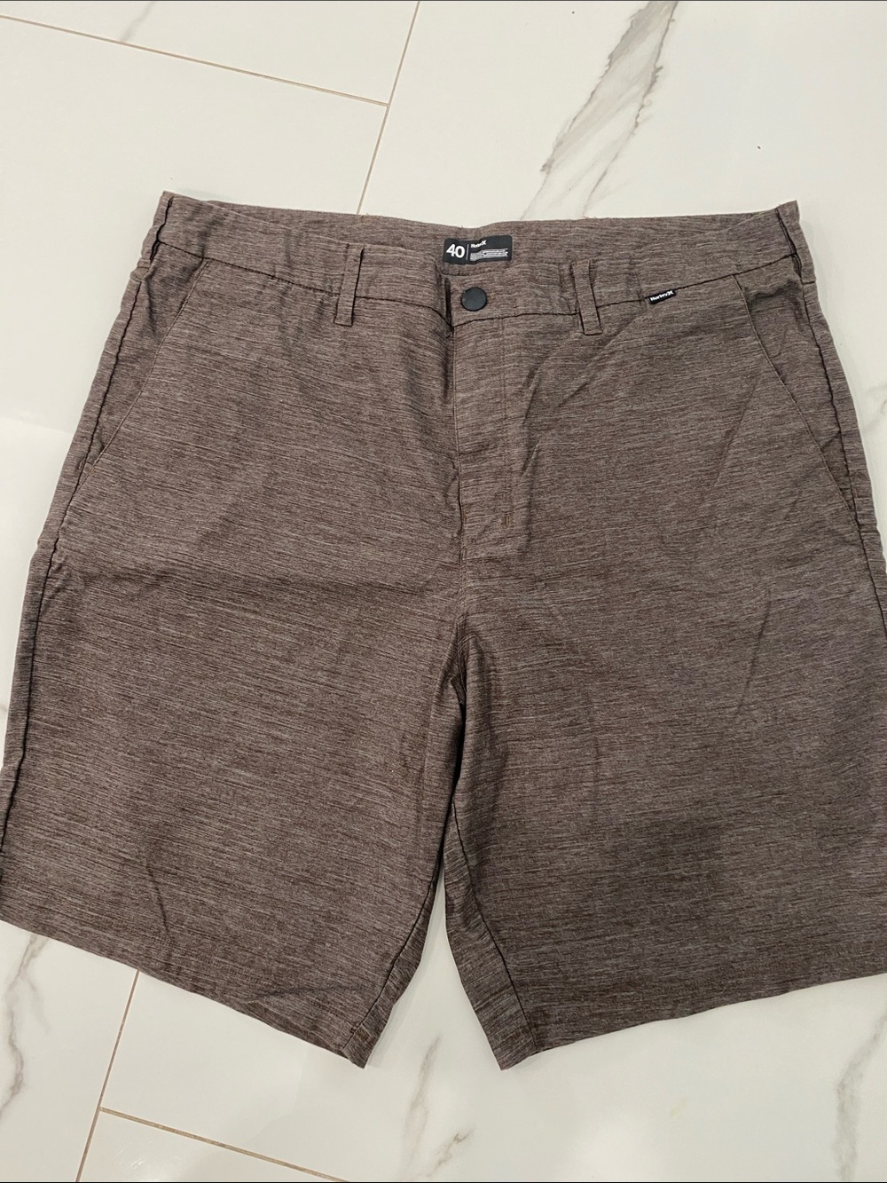 Hurley Men's Heather Brown Flat Front Stretch Shorts